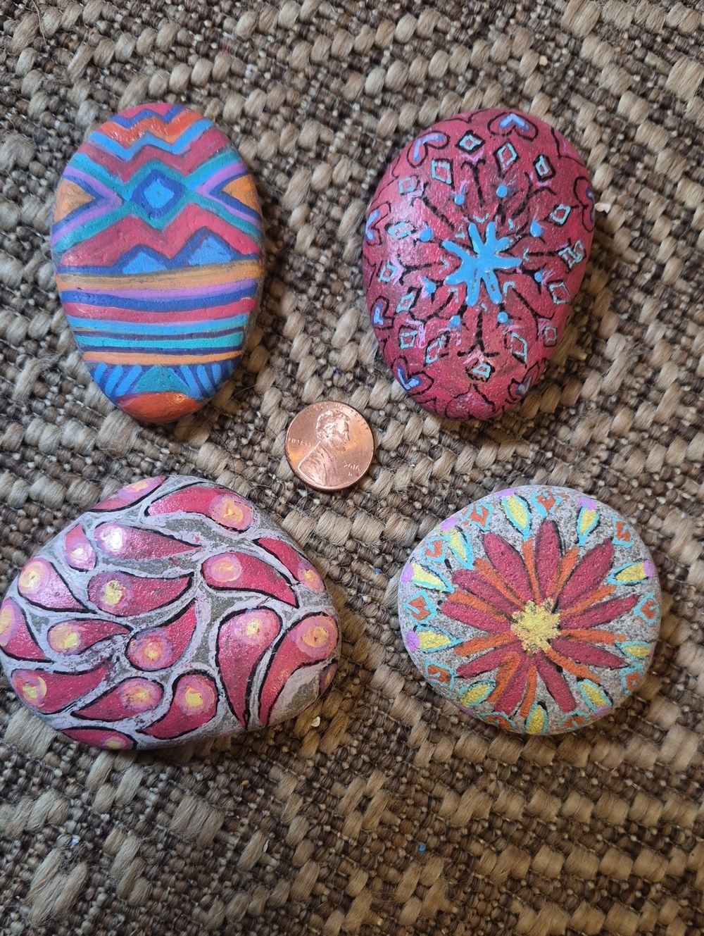 4 Hand Painted Rocks